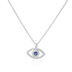 collier acier inoxydable argent oeil protection