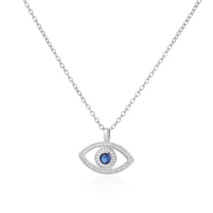 collier acier inoxydable argent oeil protection