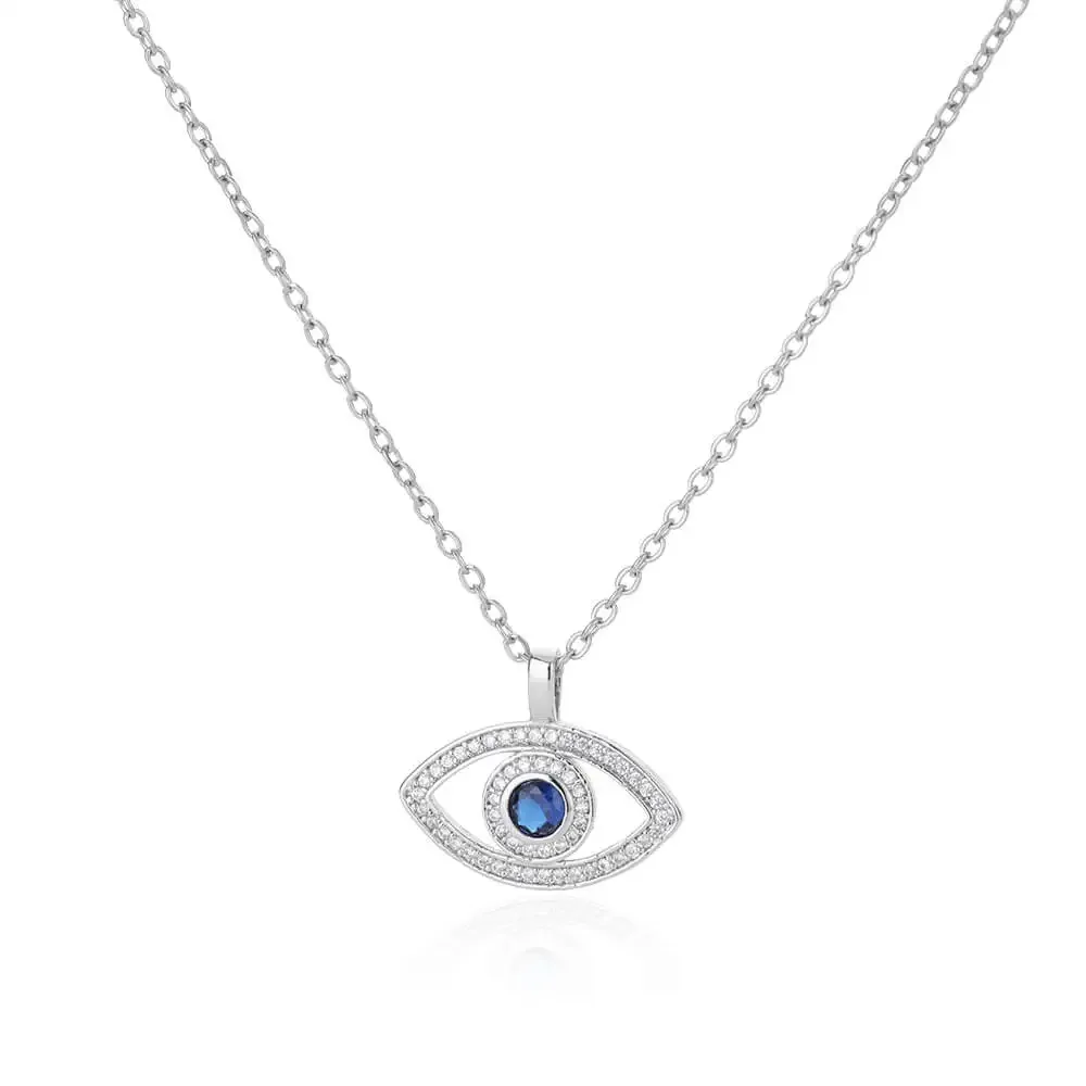 collier acier inoxydable argent oeil protection
