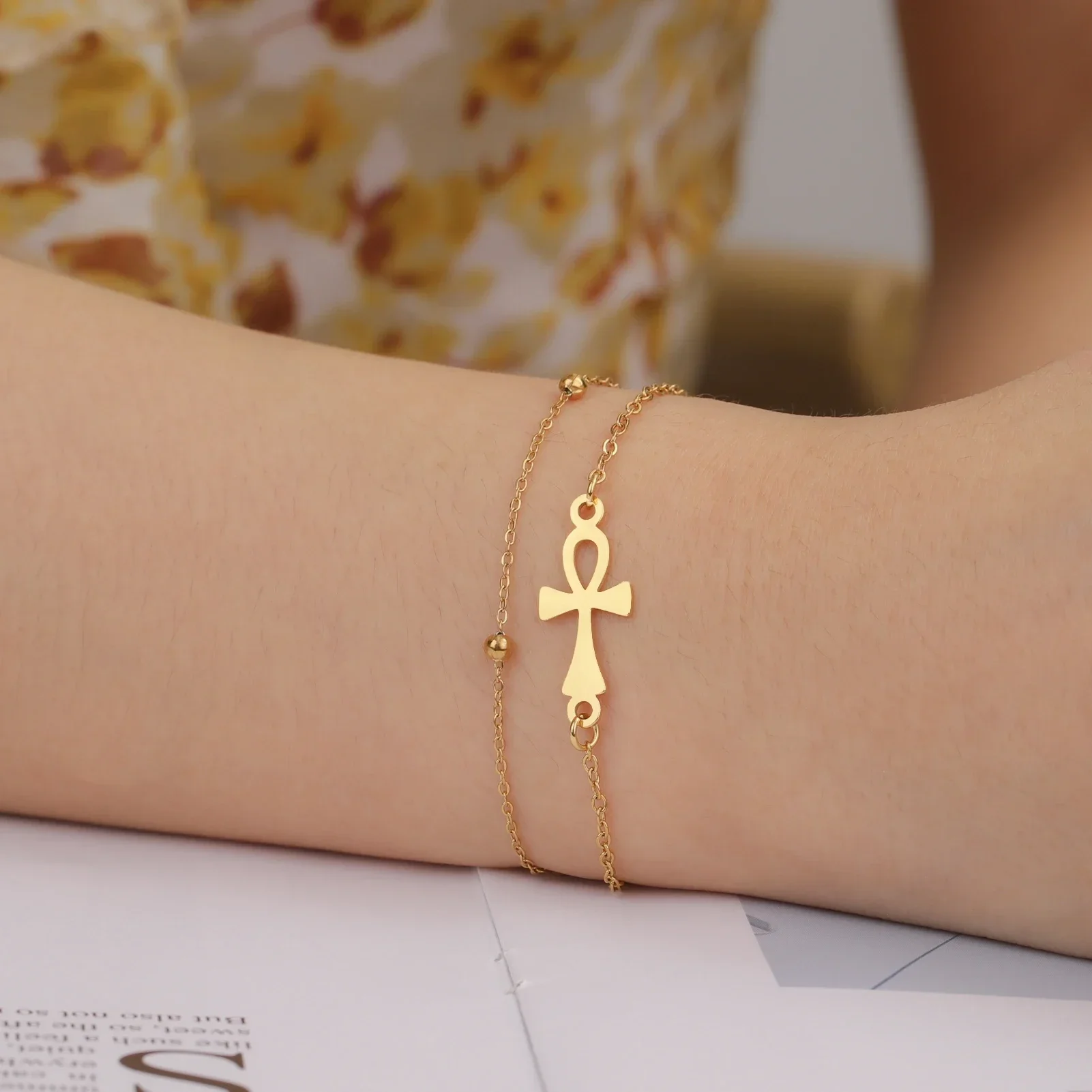 bracelet croix de Ankh or