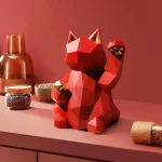 Sculpture moderne Chat de la fortune japonais rouge