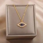 collier acier inoxydable or oeil