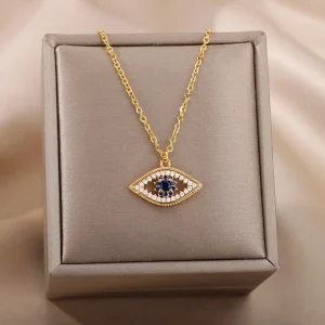collier acier inoxydable or oeil