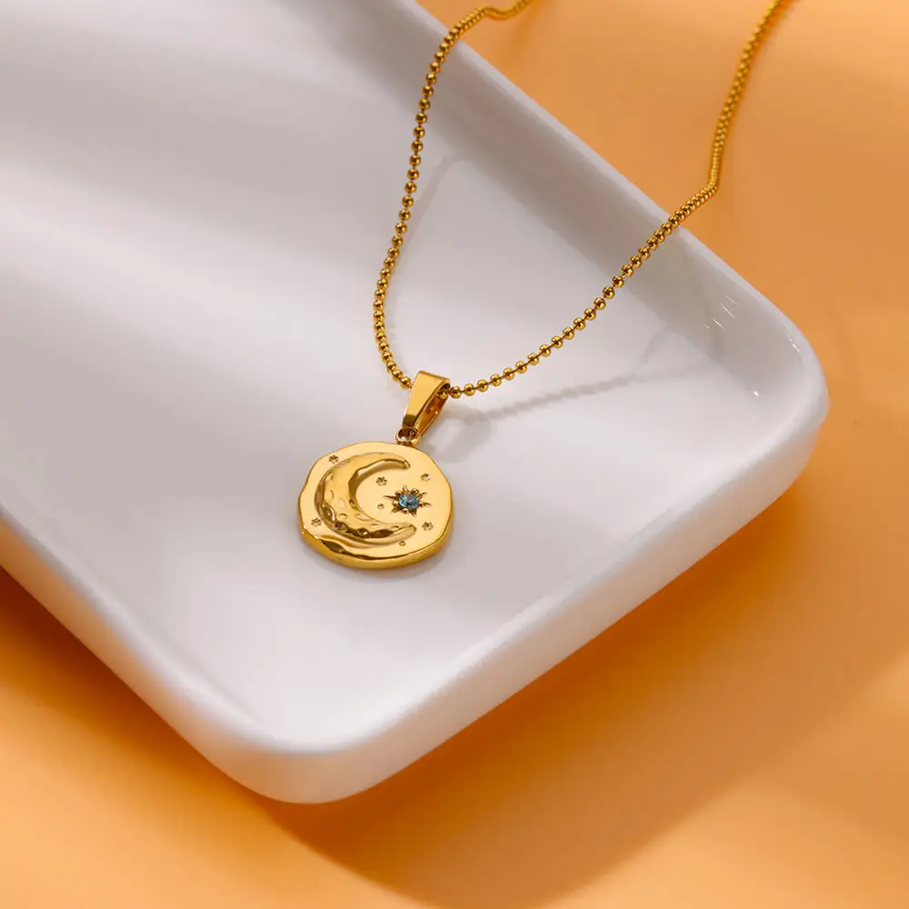 pendentif lune acier
