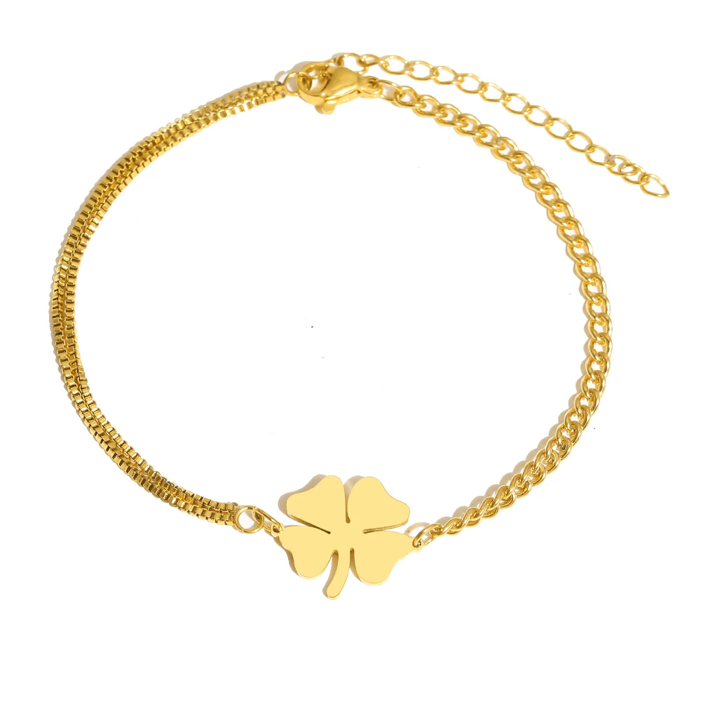 bracelet acier inoxydable trèfle