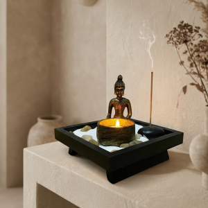 Statue de Boudha et porte bougie encens