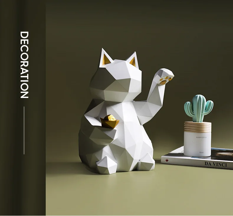 sculpture moderne chat fortune