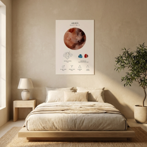 Affiche spatiale lunaire céleste et signe du zodiaque - Bélier