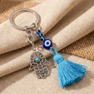 Porte-clés bohème bleu protection