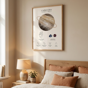 Affiche spatiale lunaire céleste et signe du zodiaque - Capricorne