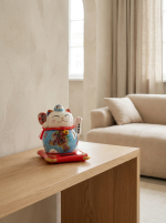 Décoration Chat Porte-Bonheur Japonais – Maneki-Neko – Bleu (chance et bon présage)