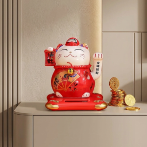 Décoration Chat Porte-Bonheur Japonais – Maneki-Neko - Rouge (richesse et abondance)
