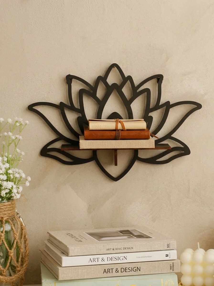 Étagère lotus bois noir