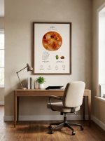 Affiche spatiale lunaire céleste et signe du zodiaque - Lion