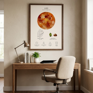 Affiche spatiale lunaire céleste et signe du zodiaque - Lion