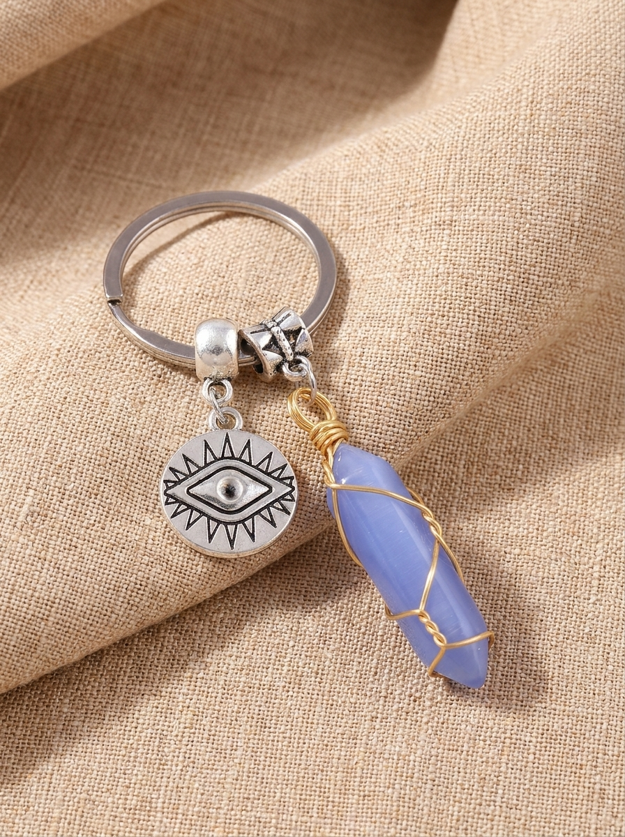Porte-clés oeil protecteur et cristal