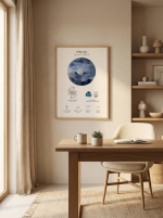 Affiche spatiale lunaire céleste et signe du zodiaque - Poisson
