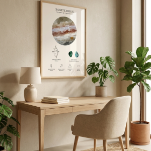 Affiche spatiale lunaire céleste et signe du zodiaque - Sagittaire