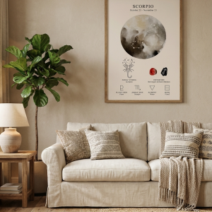 Affiche spatiale lunaire céleste et signe du zodiaque - Scorpion