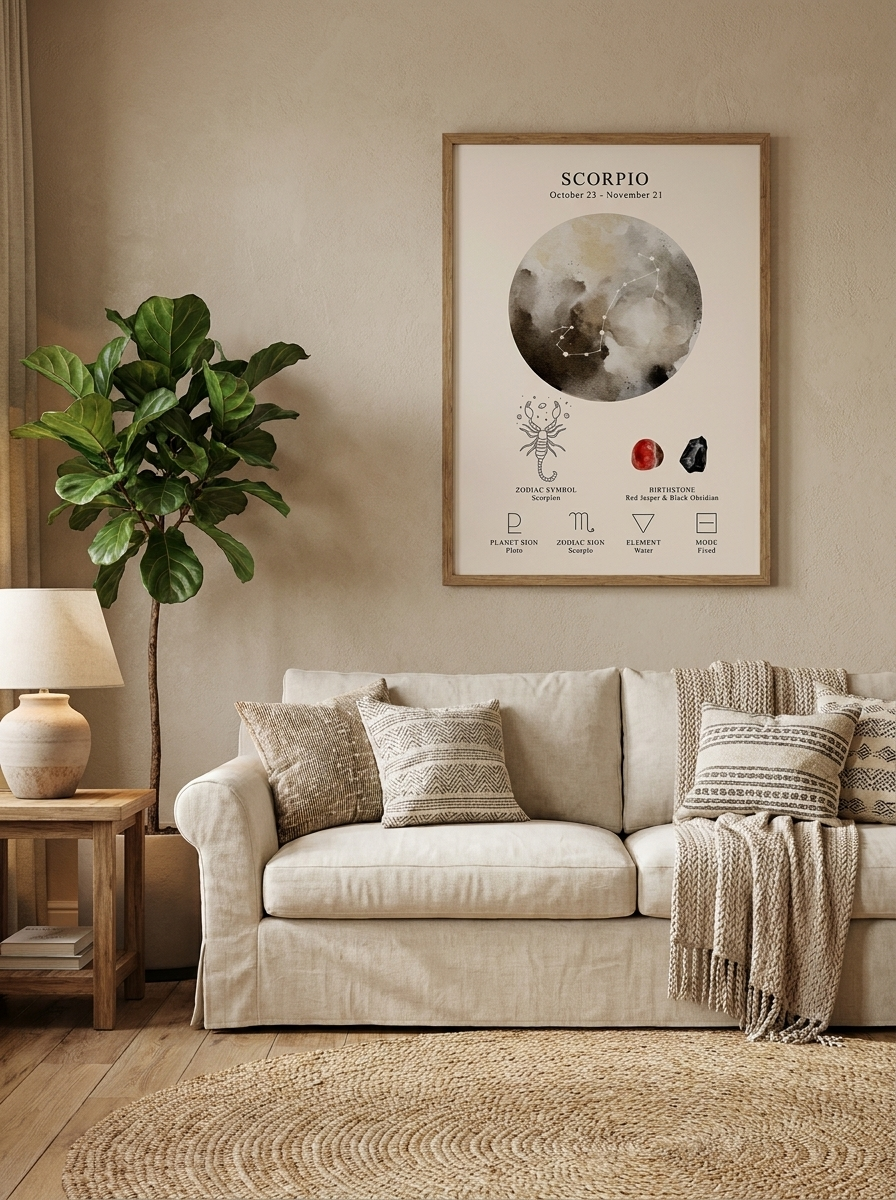 Affiche spatiale lunaire céleste et signe du zodiaque - Scorpion