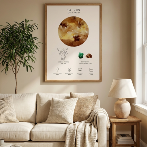 Affiche spatiale lunaire céleste et signe du zodiaque - Taureau