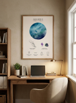 Affiche spatiale lunaire céleste et signe du zodiaque – Verseau