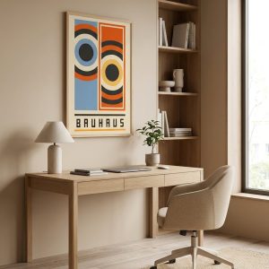 Affiche moderne œil turc orange et bleue
