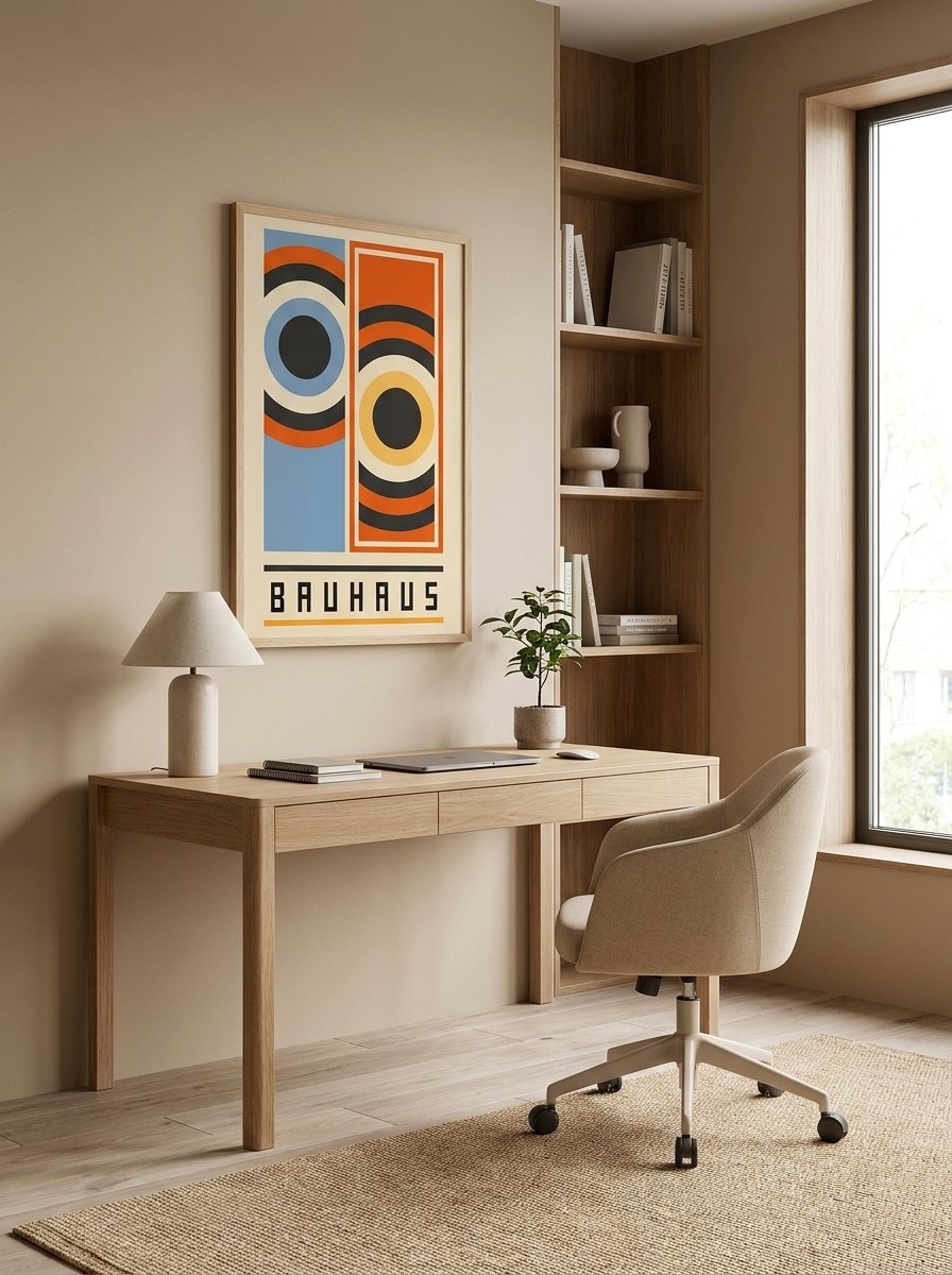 Affiche moderne œil turc orange et bleue