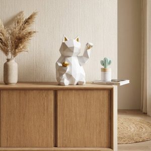 Sculpture chat de la fortune japonais blanc