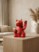 Sculpture chat de la fortune japonais rouge